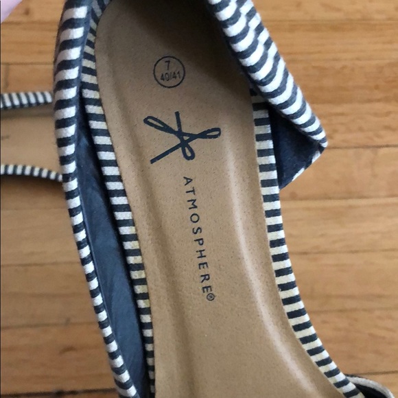 Navy and white stripes slip on flats - Picture 3 of 4